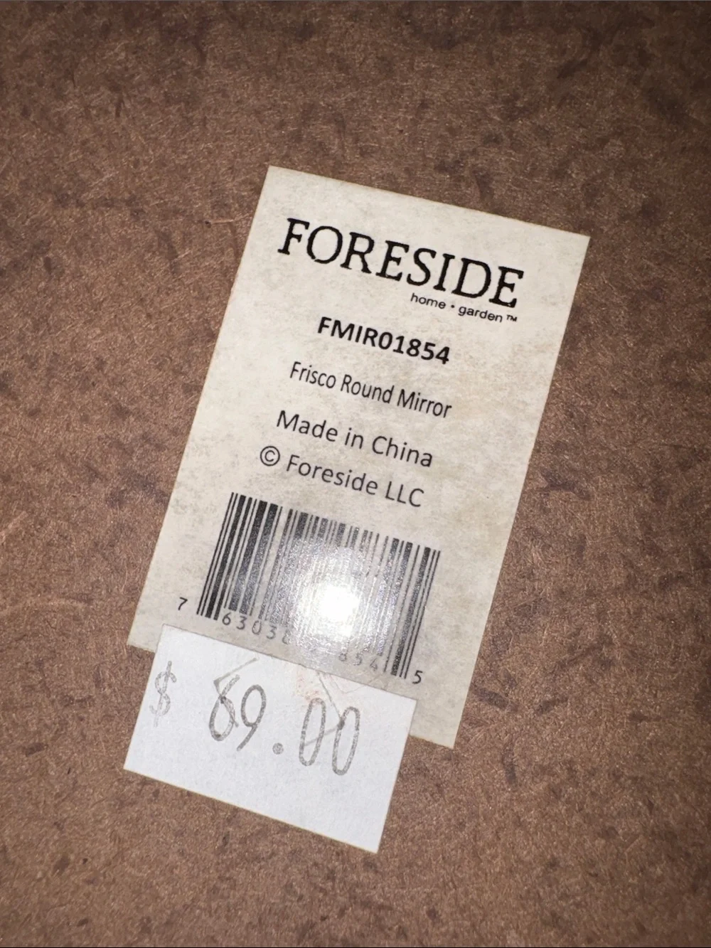 NWT Foreside Home & Garden Round Metal Wall Mirror